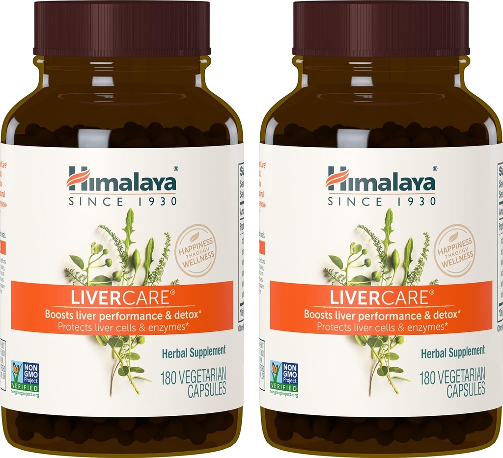 Himalaya LiverCare, 180 Day Supply - Herbal Liver Support Promoting Waste Elimination, Liver Cleanse, Detox, and Bile Production - Vegan, Non-GMO, Gluten Free, 375 mg, 90 Capsules (Pack of 2)