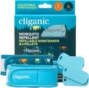 Cliganic Mosquito Repellent Pack (2 Wristbands + 4 Refill Pellets) - Adjustable, Natural DEET-Free, Essential Oil Infused