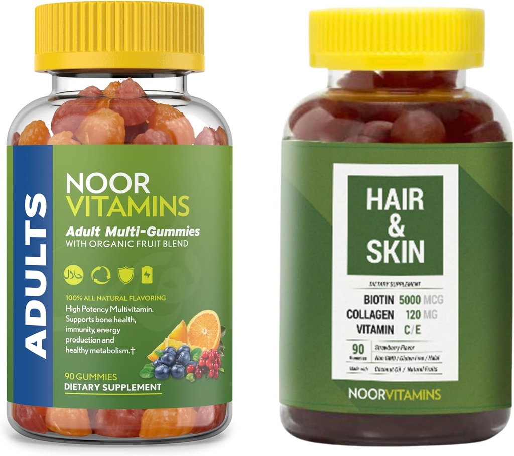 Noor Vitamins Adult Gummy Bundle - Halal Vitamins Supplements - 2 Bottle Value