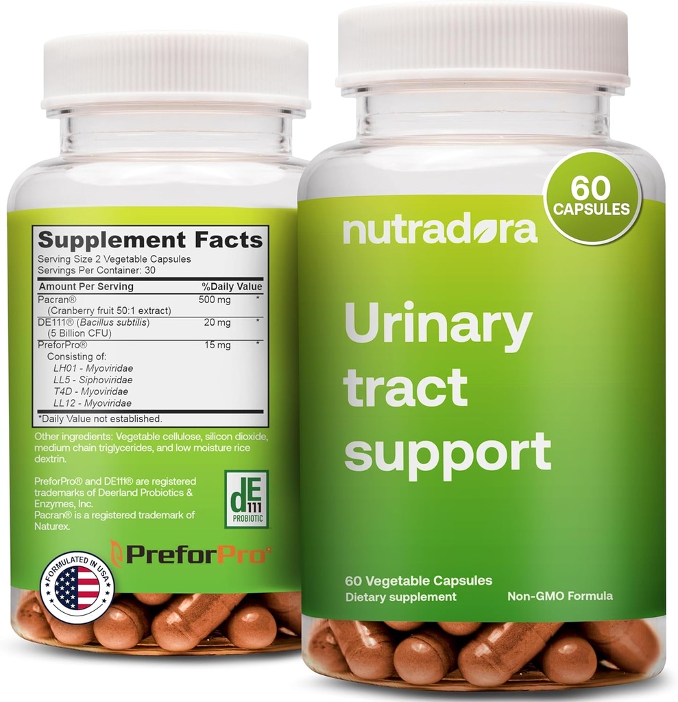 Urinary Tract Health for Women and Men – UTI Medicine for Women and Men with Effective UTI Care, Cranberry Extract Capsules, 5 Billion CFU, Non-GMO Formula, Formulated in USA, 60 Capsules