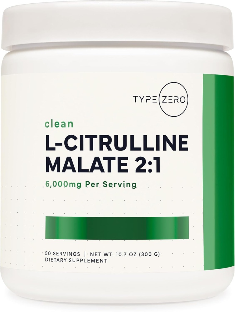 Type Zero L-Citrulline Malate Powder 2:1 6X (300g | 6000mg Per Serving | Unflavored) Ultra Clean L Citrulline, Nitric Oxide Booster, Pre Workout - Nitrous Oxide Vasodilator Supplement