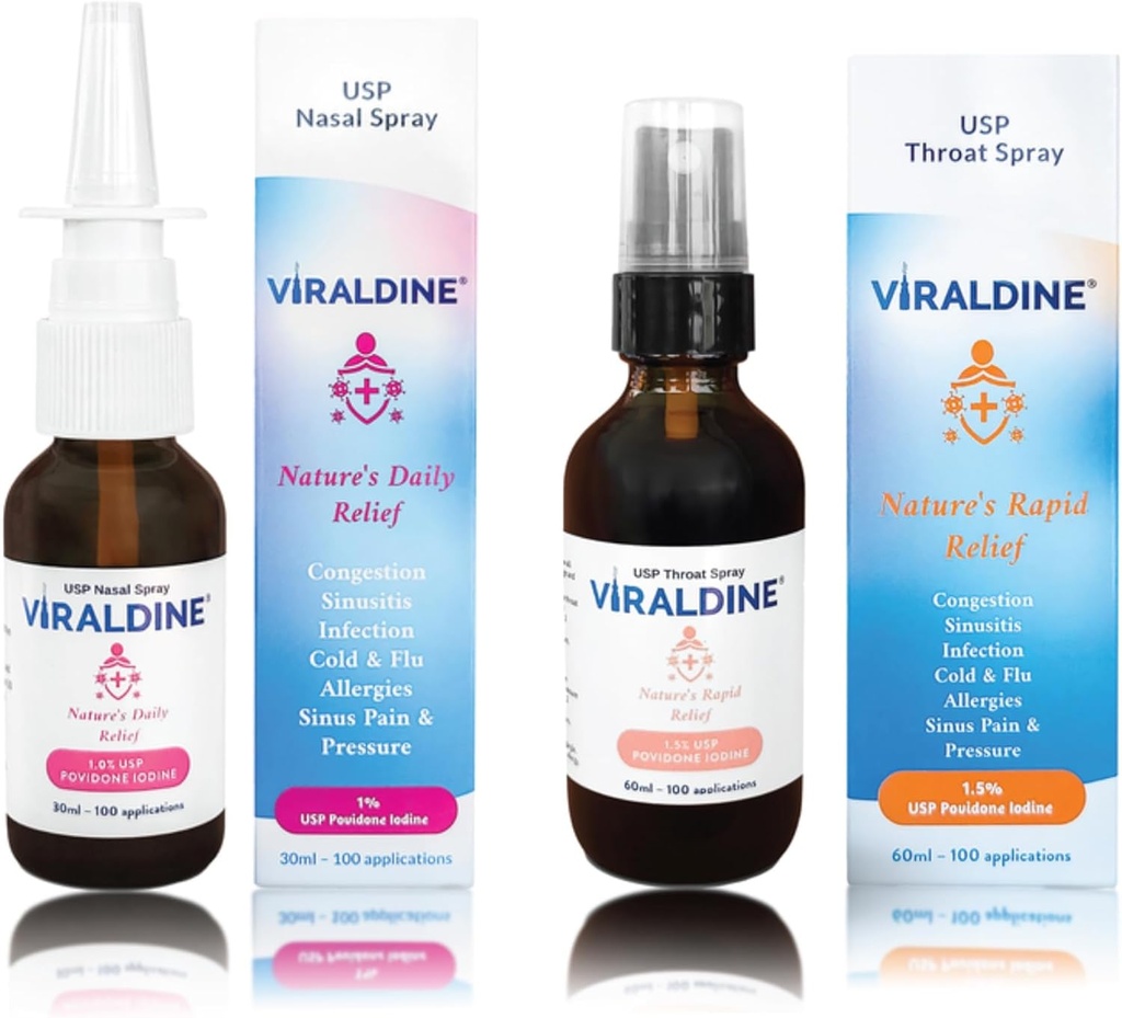 Immune Health Bundle, 1% Nasal Spray & 1.5% Throat Spray, Designed for Throat & Sinus Relief