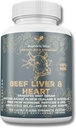 Grass Fed Beef Liver & Heart Capsules | 210 Quick Release Capsules (750mg Each) Desiccated Beef Liver & Heart Supplement | Non-GMO