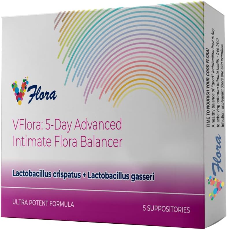 VagiBiom 5-Day Vflora (Lactobacillus crispatus + L. gasseri) to Balance Intimate Flora. Nourish and Nurture Good Flora for Skin Health. Ultra Potent 100% Natural Vegan (5 Suppositories)