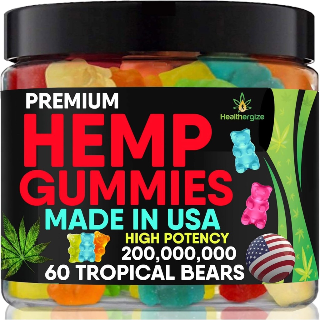 Hemp Gummies for Night, Gummy Bear Edibles, Rest and Relax,Sleep Support, High Potency Omega Oil for Nap-Made in USA