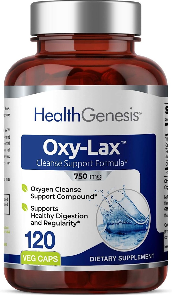 Oxy-Lax 750 mg 120 Vcaps - Natural Magnesium Oxide Oxygen Based Colon Cleanse Gentle Laxative Supports Healthy Digestive Tract Regularity