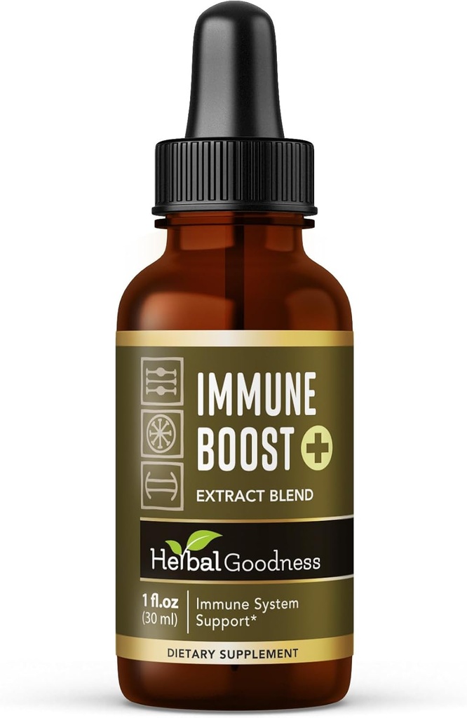 Herbal Goodness Immune Support Liquid 1oz – Natural Herbal Supplement for Immune & Gut Health, Liquid Vitamins for Adults & Kids, with Echinacea, Astragalus, and Graviola – 1 Bottle