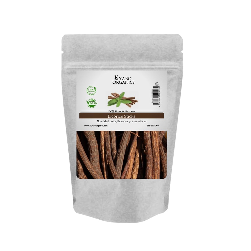 Kyabo Licorice Root Sticks - 100% Pure, Raw all Natural Licorice Root Sticks 8oz / 1/2lb - African Licorice Root - Chew Sticks Mulethi Glycyrrhiza Glabra