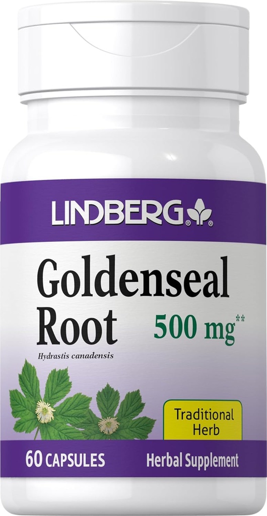 Lindberg Goldenseal Root Capsules | 500mg | 60 Capsules | Traditional Herb | Extract Supplement | Non-GMO, Gluten Free