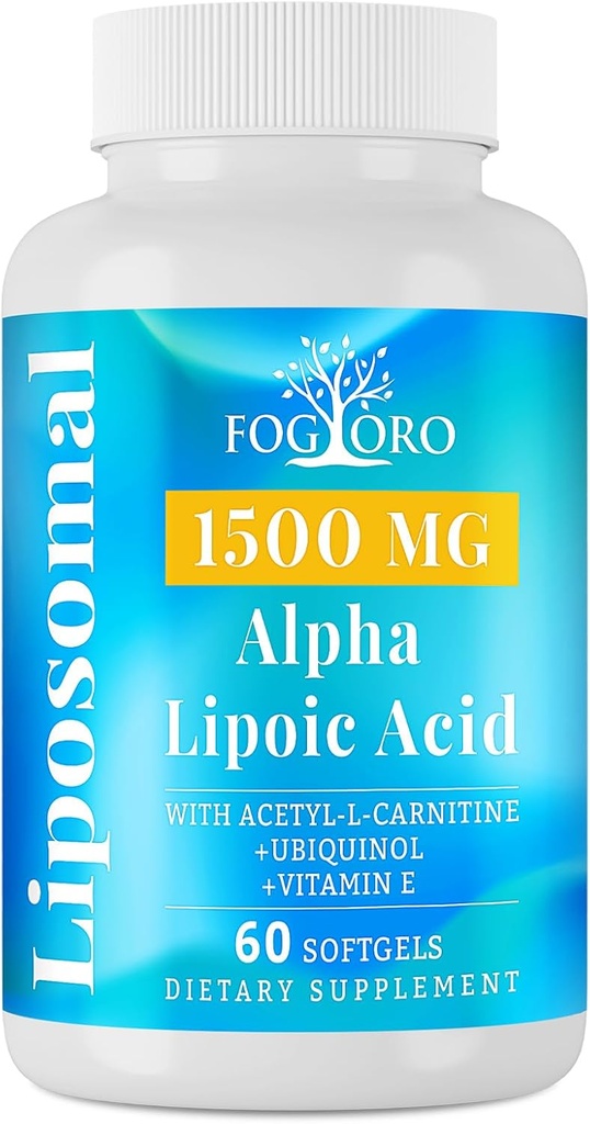 Fogoro Alpha Lipoic Acid 1500 mg-Liposomal ALA Supplement for Cellular Energy Production,Lipid Metabolism,Free Radical Scavenger,60 Softgels