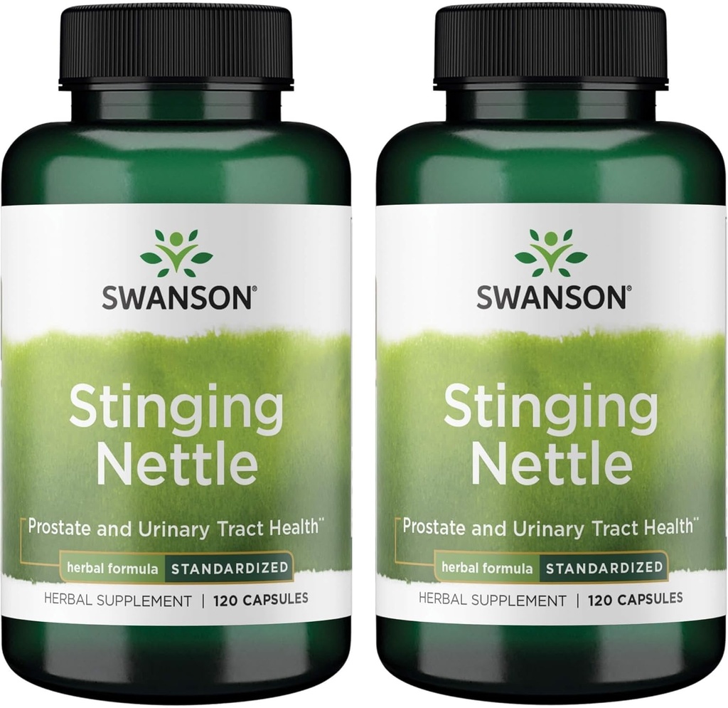 Swanson Stinging Nettles - Herbal Supplement Prostate Health & Urinary Tract Support - Natural Formula Supporting Respiratory Health & Fluid Balance - (120 Capsules) (2 Pack)