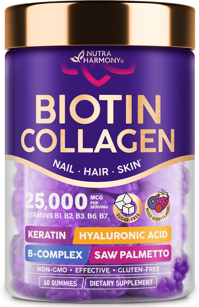 NUTRAHARMONY Biotin Collagen Gummies - 60 Count