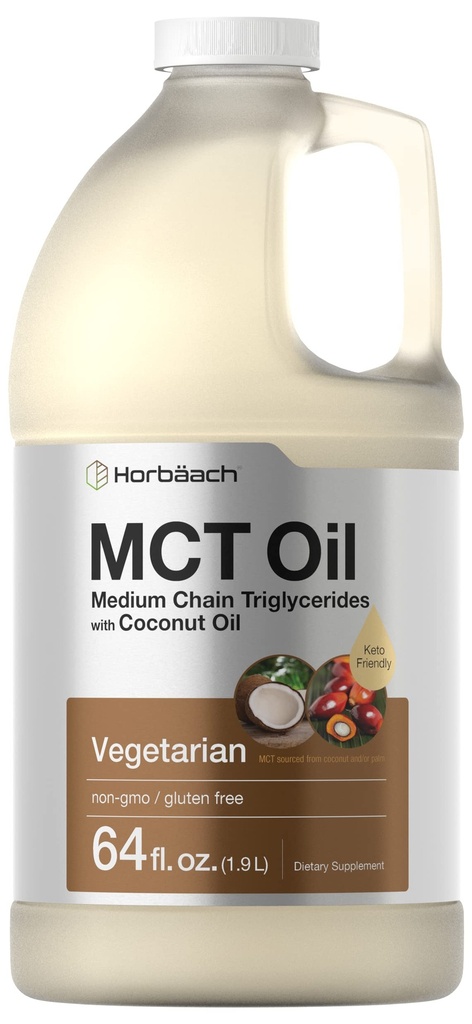 Horbäach MCT Oil 64 oz | 100% Pure | Blends with Coffee, Tea, Juice and Liquids | Value Size Unflavored Formula | Keto, Vegetarian, Non-GMO, and Gluten Free