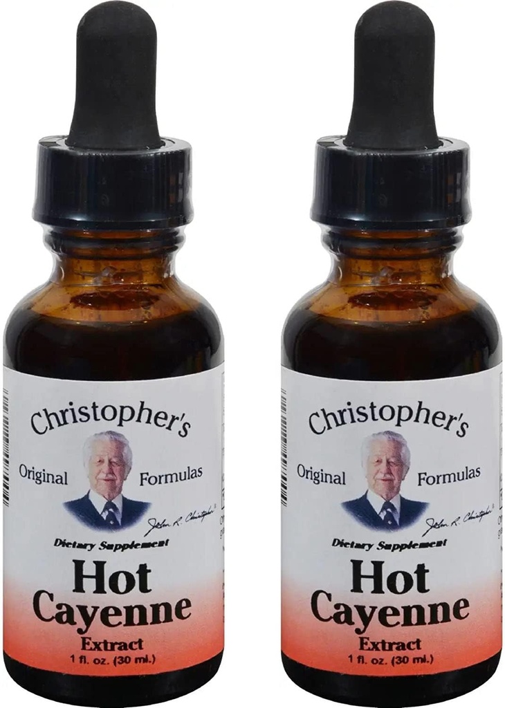Christopher's Original Formulas Hot Cayenne Extract, 1 fl oz - Natural Herbal Supplement - Pack of 2