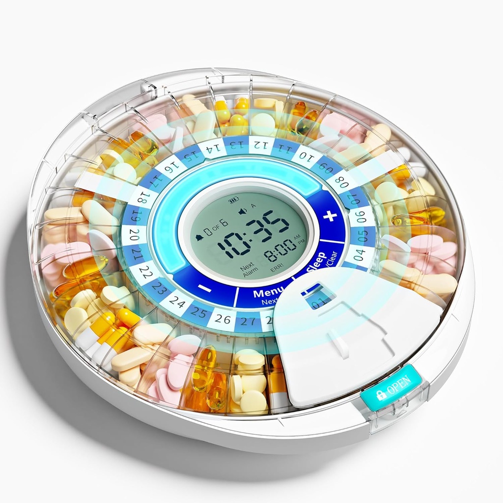 Upgraded Automatic Pill Dispenser for Elderly with Alarm, Smart Pill Dispenser Machine with 28-Slot, Mix-Proof Tech & XL LCD, Enhanced Durability for Daily Medicine Management