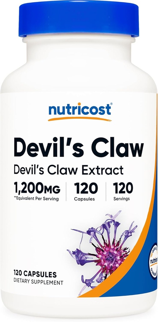 Nutricost Devils Claw 1200mg Equivalent, 120 Capsules - Veggie Caps, Non-GMO, Gluten Free, and Vegetarian Friendly