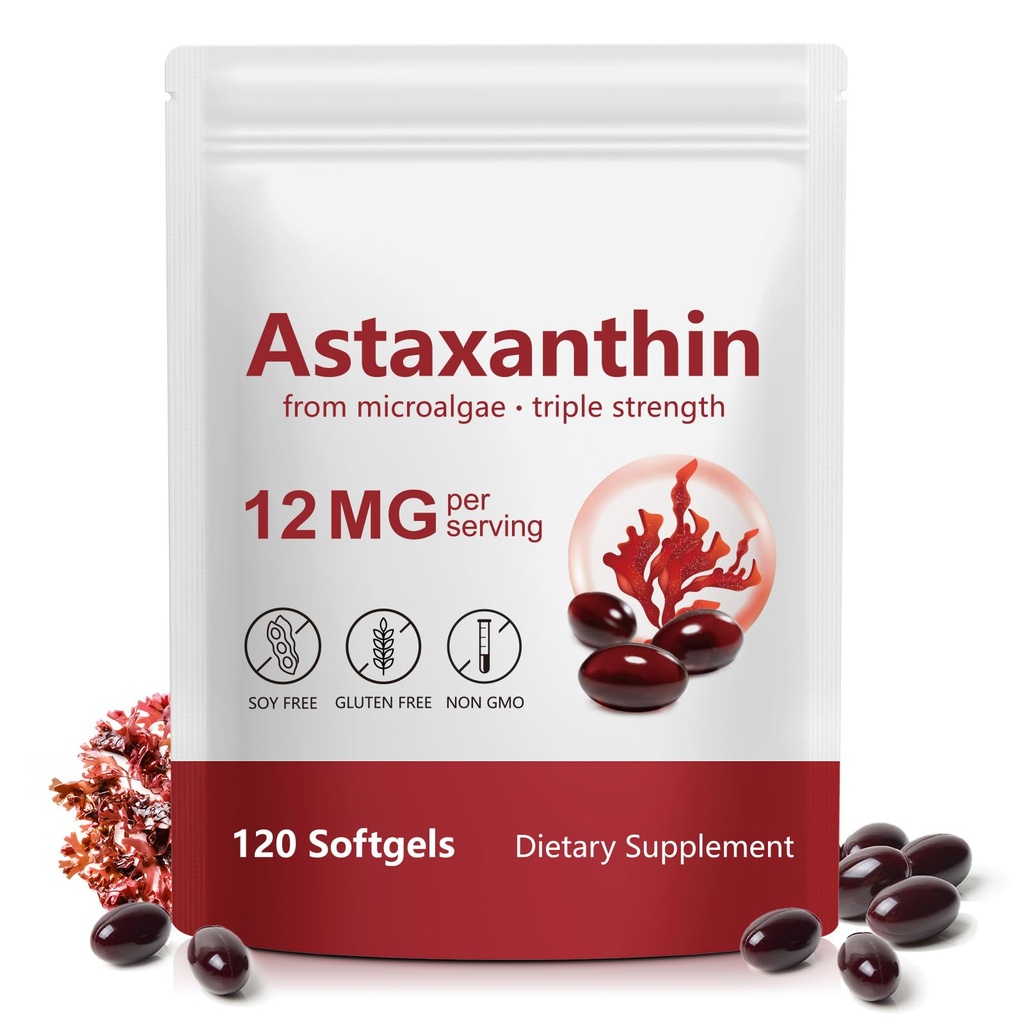 Liefiet Astaxanthin 12mg, Premium Astaxanthin Antioxidant Supplements, Supports Eye, Skin, Joint Health, Easy to Swallow, 120 Softgels, 4 Month Supply