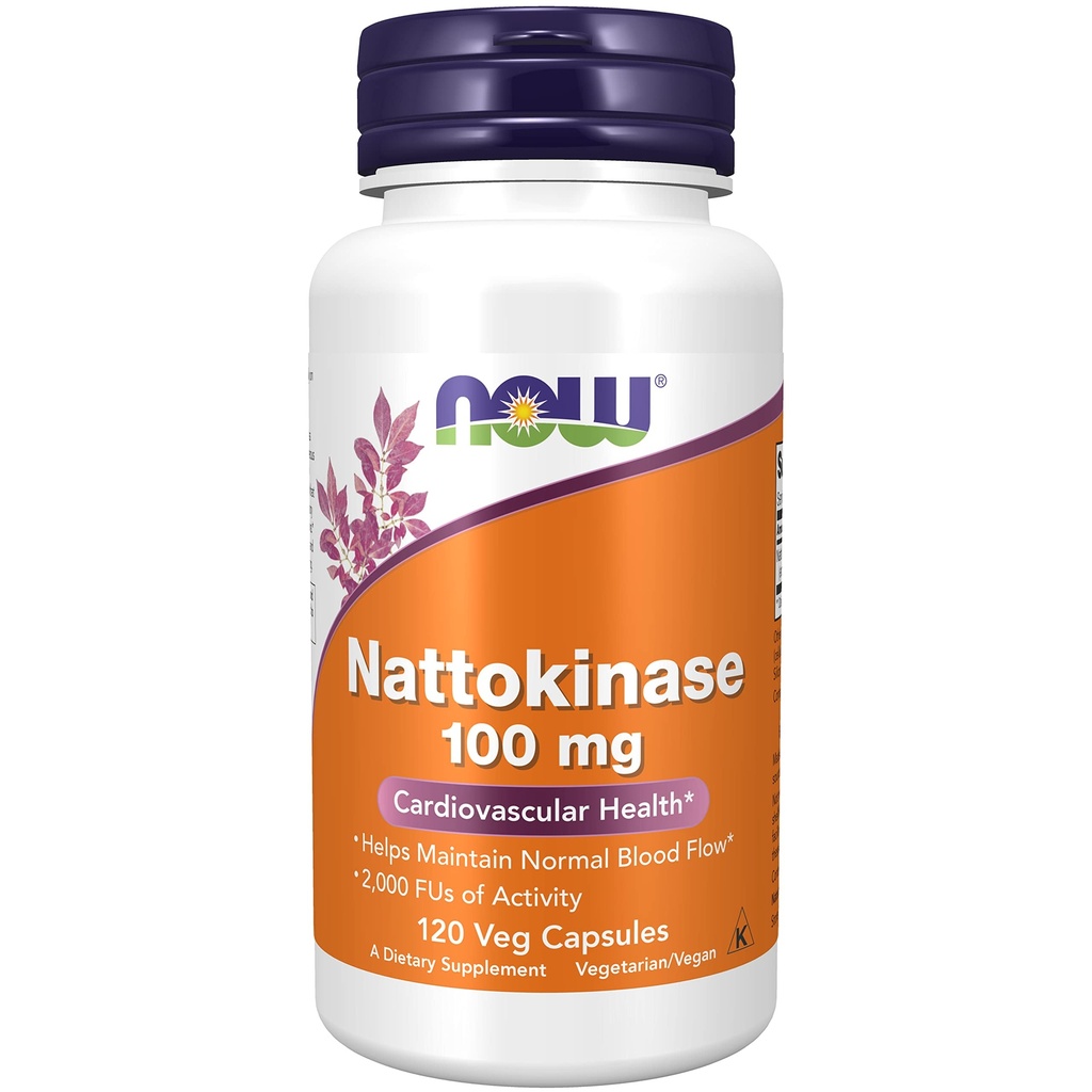 NOW Foods Nattokinase 100 mg 120 VegiCaps (Pack of 2)