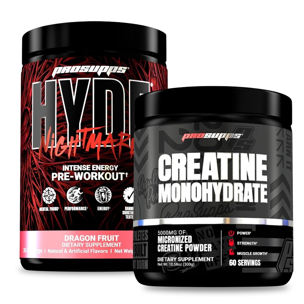 PROSUPPS Hyde Nightmare Intense Energy Pre-Workout, Dragon Fruit, and Creatine 300 Bundle