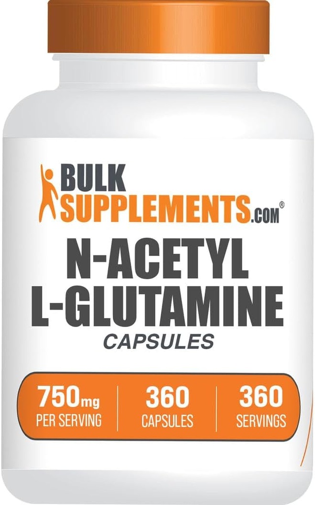 BulkSupplements.com N-Acetyl L-Glutamine Capsules - Glutamine Supplement, Amino Acids Supplement - Gluten Free, 1 Capsule per Serving (750mg), 360 Count (Pack of 1)