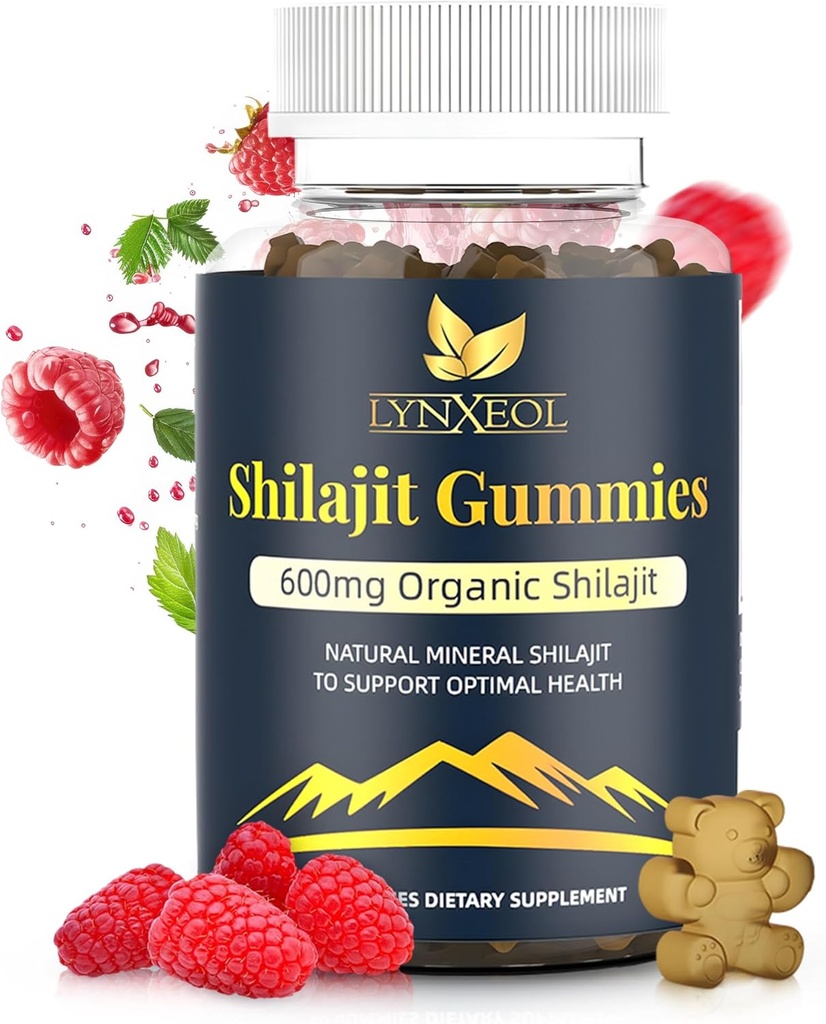 Pure Himalayan Shilajit Gold Gummies with Gokshura & Ashwagandha – Sugar-Free, Organic, Lab-Tested with 85+ Trace Minerals & Fulvic Acid – Non-GMO Supplement for Men & Women, 60 Gummies