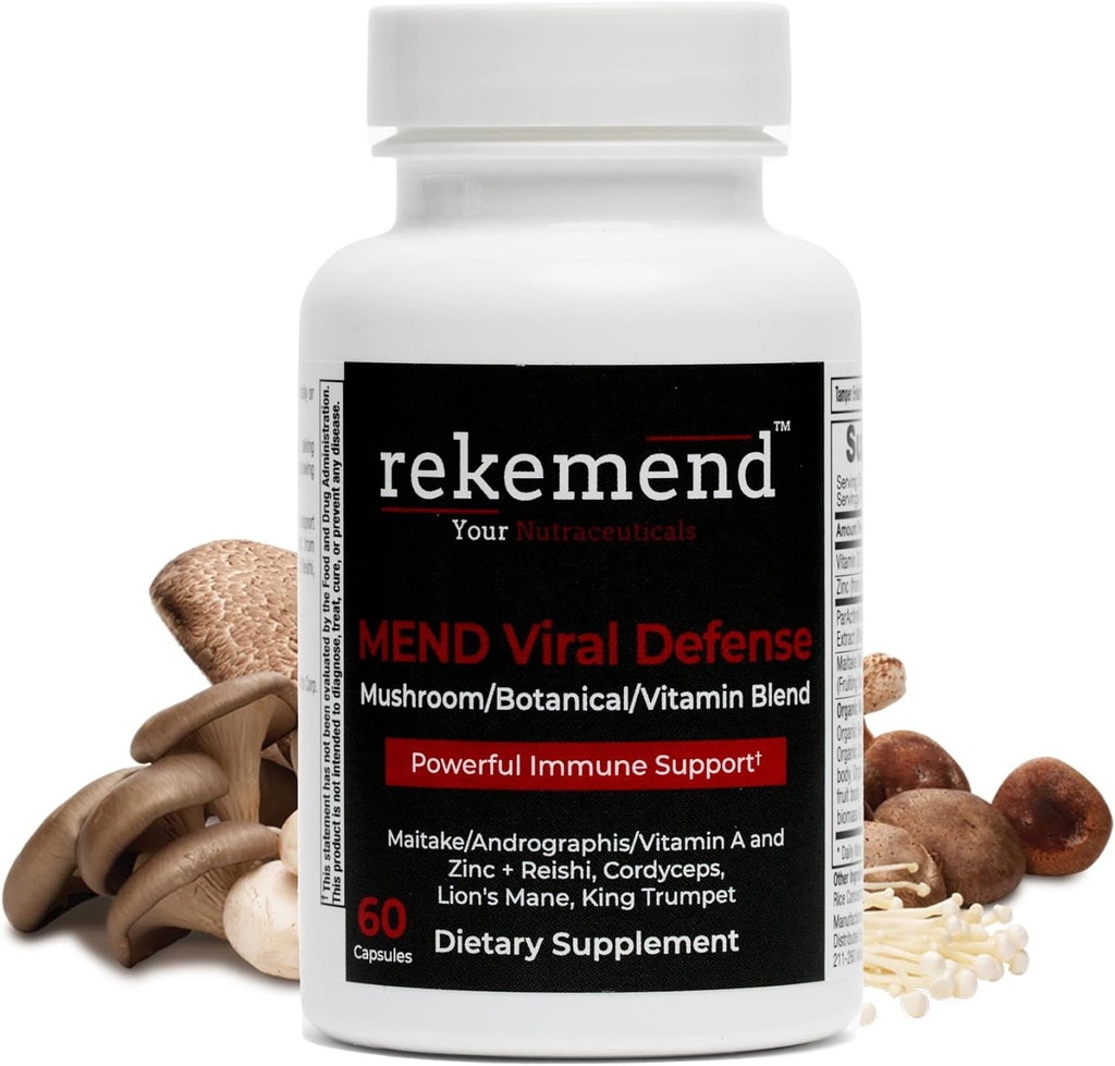 Mushroom Supplement for Immune Support - Contains Lions Mane, Cordyceps & Reishi Mushroom Extracts - 60 Capsules
