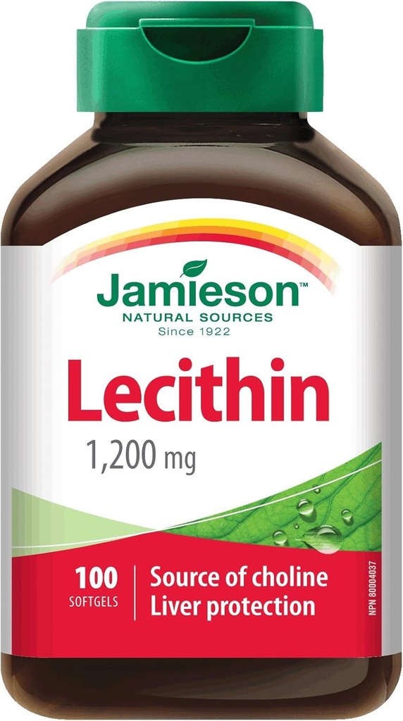 Jamieson Lecithin 1,200 mg, 100 Softgels - Source of Choline Liver Protection