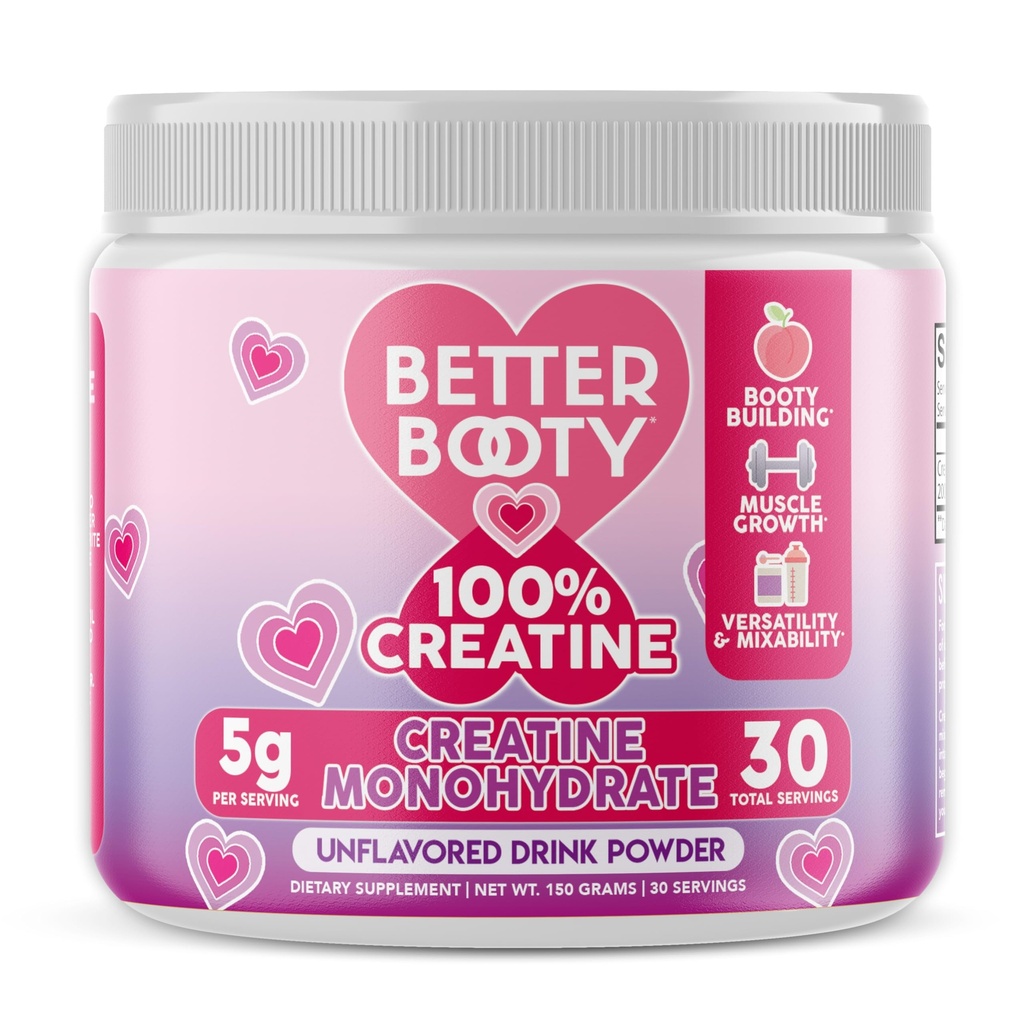 Women’s Creatine Monohydrate Glute Powder Drink Mix - 100% Pure Creatina Micronized, 5g per Serving – Energy & Recovery Support – Keto & Vegan Friendly, Unflavored (150 Grams, 30 Servings)