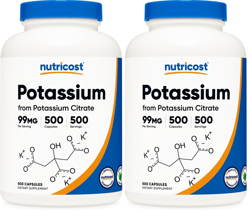 Nutricost Potassium Citrate 99mg, 500 Capsules (Pack of 2)