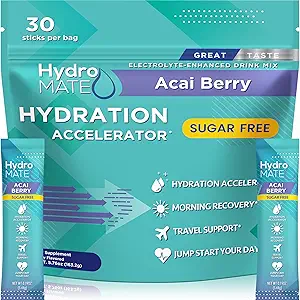 Electrolyte Powder Sugar-Free Hydration Packets Black Cherry HydroMATE 30 Sticks