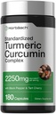Horbäach Turmeric Curcumin Supplement | 180 Capsules | with Black Pepper & Tart Cherry | Non-GMO & Gluten Free