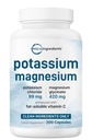 ﻿Pure Potassium Supplement with Magnesium Glycinate, 300 Capsules | Enhanced with Fat-Soluble Vitamin C | Chloride + Glycinate Mineral Electrolyte Complex | Only Active Ingredients | Filler Free