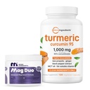 Micro Ingredients Mag Duo Magtein Magnesium L‑Threonate Powder & Turmeric Curcumin Capsules 2 Pack Bundle | with Magnesium Glycinate for Calm, Sleep & Focus Support | 95% Curcuminoids