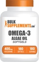 BulkSupplements.com Omega-3 Softgels - from Algal Oil, Algae Oil Omega 3 Supplement - Gluten Free, 1 Softgel per Serving, 180 Count (Pack of 1)