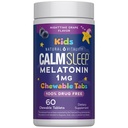 Natural Vitality Kids Calm Sleep Melatonin | 1mg Chewable Tablets | 100% Drug Free | Nighttime Grape Flavored Supplement | 60 Count