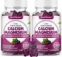 softbear Calcium Magnesium Zinc Gummies for Adult & Kids, Suagr-Free Calcium Magnesium Zinc Vitamin D3 Supplement for Bone Strength & Immune Health, Elderberry Flavor 120 Count