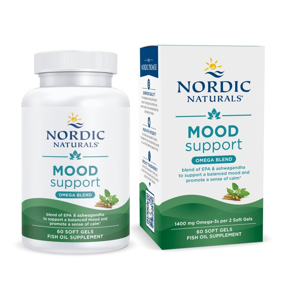 Nordic Naturals Mood Support Omega Blend - Unflavored - 60 Soft Gels - 1400 mg Omega-3 Supplement with EPA & DHA - Promotes Balanced Mood and Serenity - Non-GMO - 30 Servings