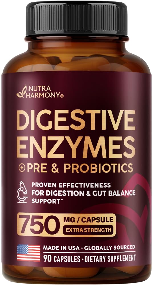 Digestive Enzymes for Women - Multi Digestive Enzymes | Papaya | Bromelain | Probiotic & Prebiotics - Gut & Digestion Support, Bloating Relief - Vegan, Lab Tested - Made in USA - 90 Capsules, One/Day
