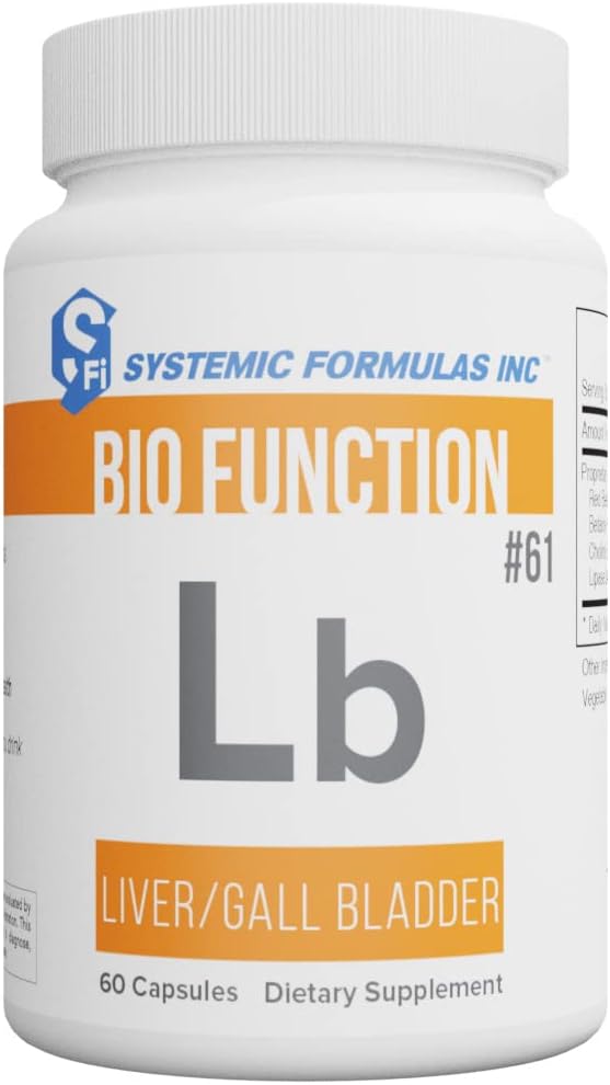 Systemic Formulas Lb – Liver/Gall Bladder 60 Capsules Bio Function #61. Liver + Gall Bladder Support, Portal Duct Function Supplement. Contains Red Beet Root Powder.