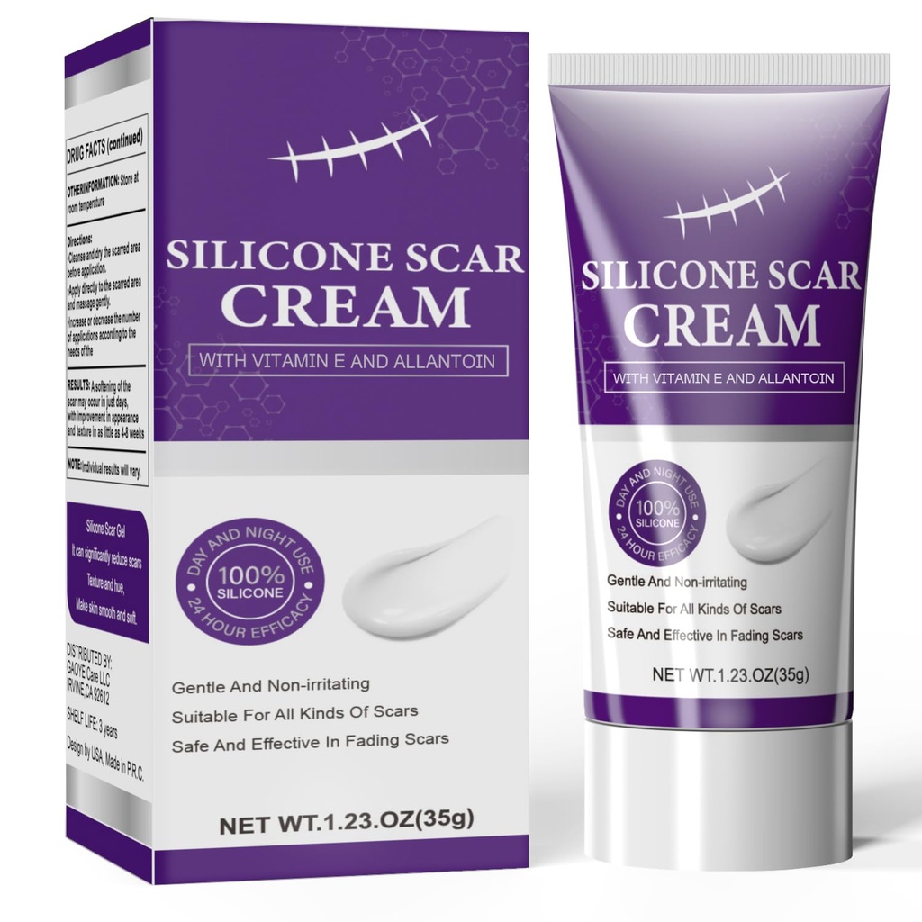 Silicone Scar Cream Scar Gel - Advanced Scar Removal Cream for Surgical Scars, Stretch Marks, Acne, C-Section, Keloids, Old & New Scars Scar Treatment from Body & Face, 35g (1.23Oz)