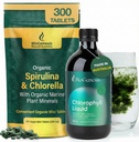 Biogenesis Ultimate Australian Detox Bundle: Organic Spirulina & Chlorella Mini Tabs (300ct) + Liquid Peppermint Chlorophyll (17oz) | Complete Internal Cleansing Kit for Digestion, Body Odor Control &