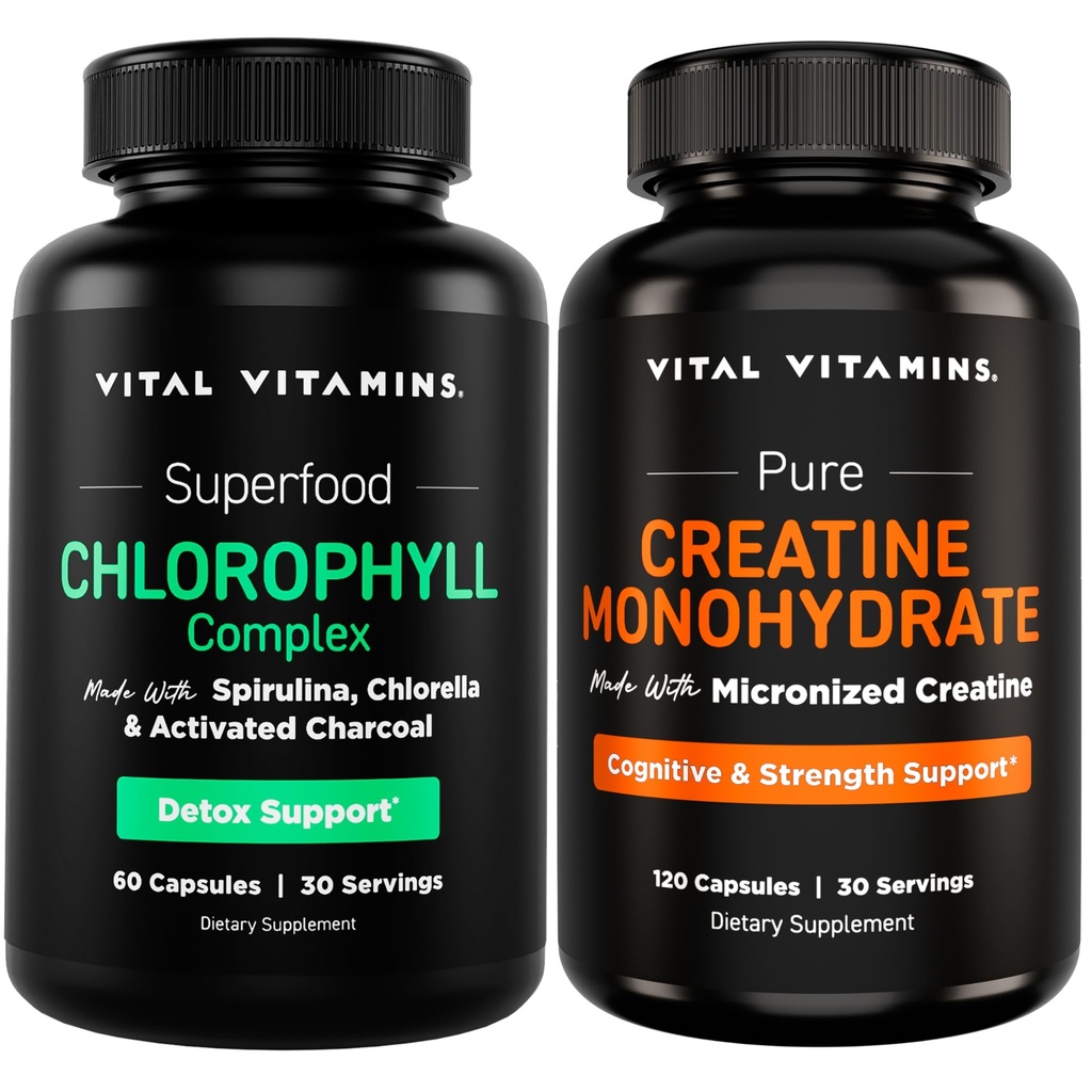 Vital Vitamins Chlorophyll Complex 60 ct + Creatine Capsules 120 ct