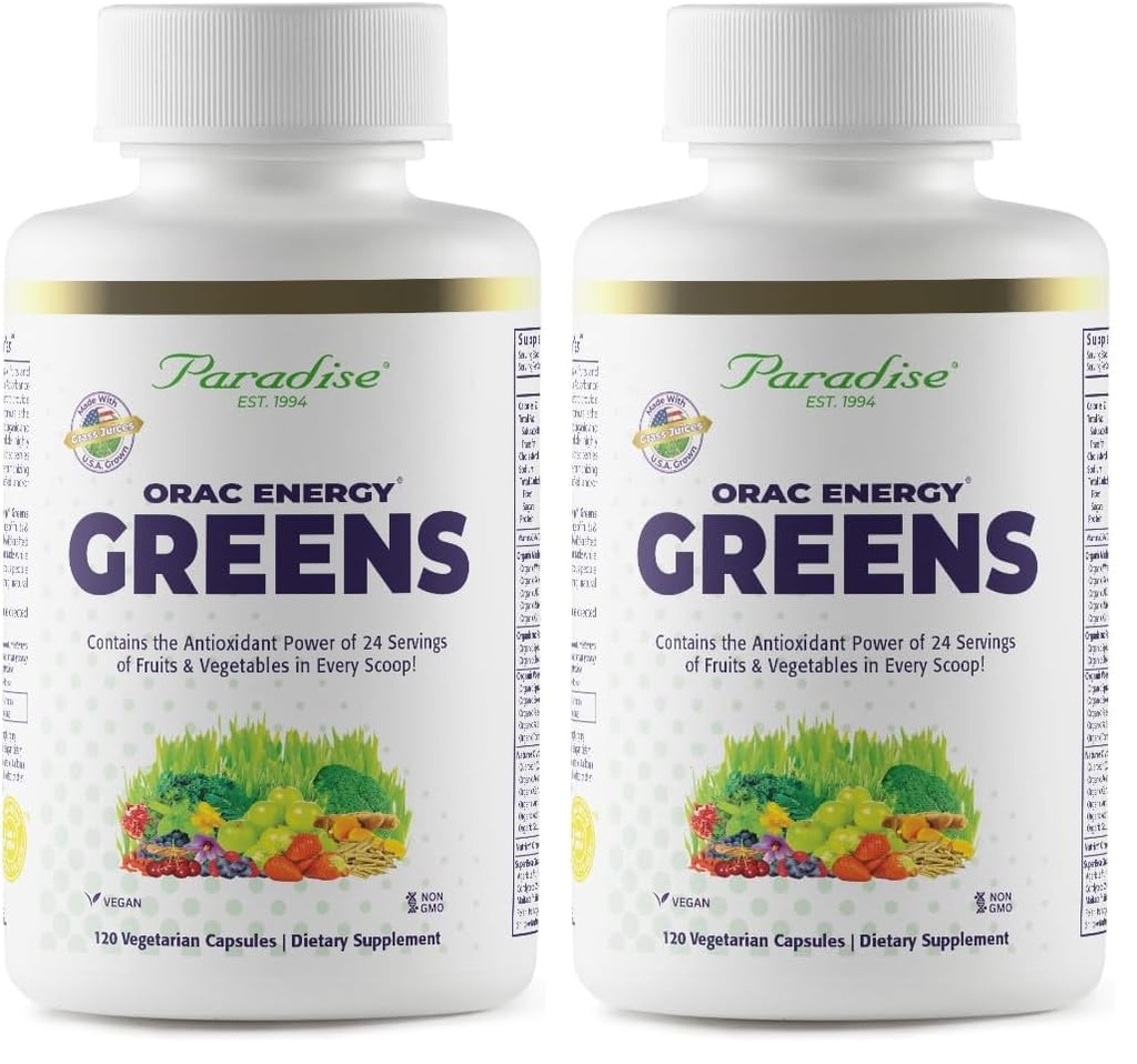 Paradise Herbs, ORAC Energy, Superfood Capsules, Includes Over 42 Organic & Wild-Crafted Ingredients, Probiotics & Enzymes, 120 Count (Pack of 2)