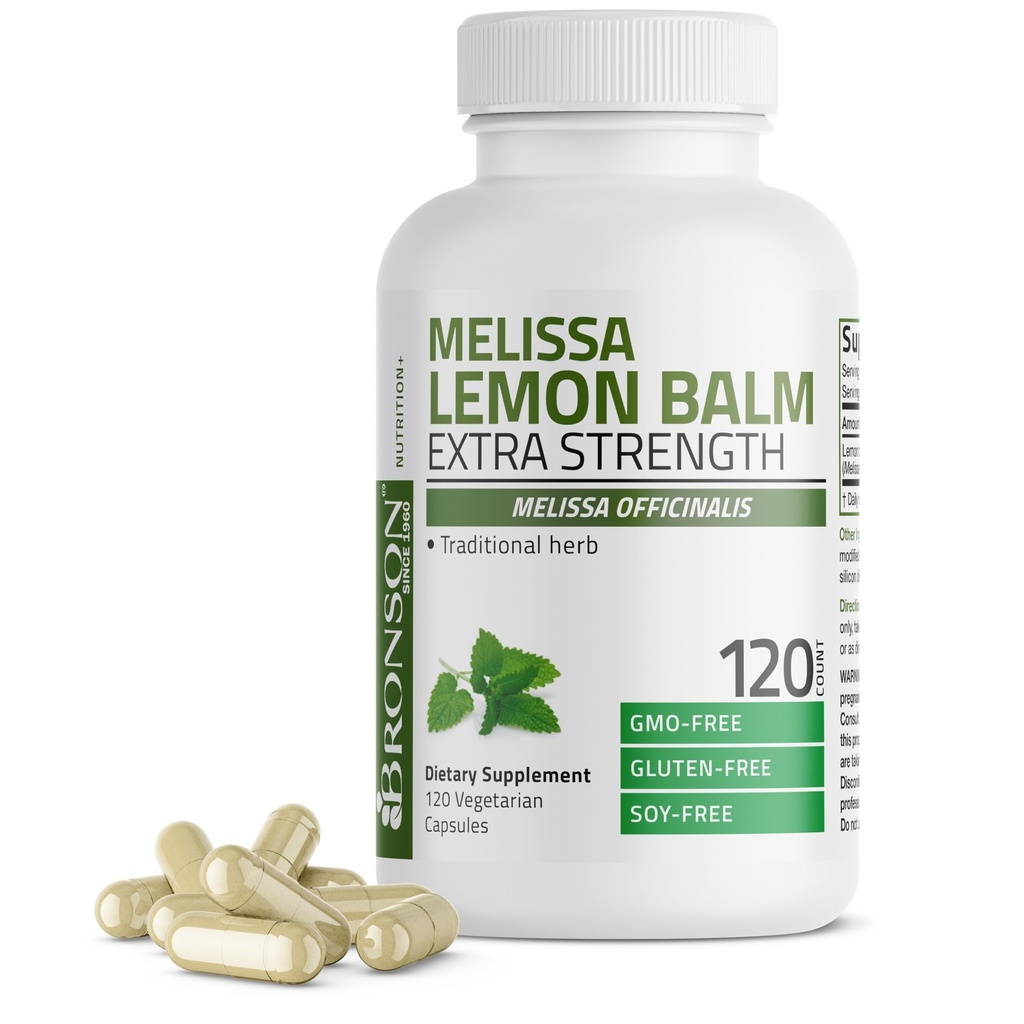 Bronson Melissa Lemon Balm Extra Strength, Non-GMO, 120 Vegetarian Capsules