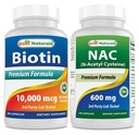 Best Naturals Biotin 10,000 Mcg & NAC - N Acetyl Cysteine 600 mg