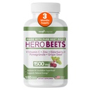 Gade Nutrition Hero Beets - Beet Root Capsules 1500mg - Organic Beet Root Powder + Vitamin C Zinc, Elderberry, Pomegranate, Grape Seed Extract - 3 Months Supply