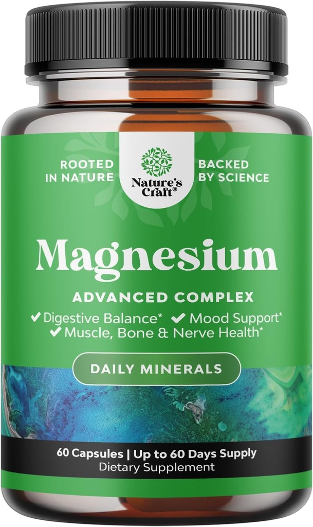 High Absorption Magnesium Complex Supplement - Magnesium Oxide 500mg with Citrate 500mg for Sleep and Mood Support - Pure Citrate per Serving for Muscle Stomach and Digestion