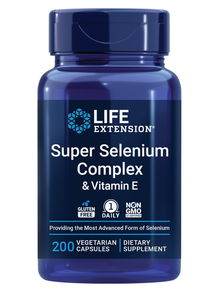 Life Extension Super Selenium Complex, 200 mcg – 3 Forms of Selenium, Vitamin E – Cellular Health & Longevity Support – Gluten-Free, Non-GMO, Vegetarian, 1 Daily – 200 Capsules