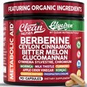 Clean Nutra Berberine and Ceylon Cinnamon Supplement Bitter Melon Glucomannan Gymnema Sylvestre Chromium Moringa Milk Thistle Turmeric Apple Cider Vinegar Digestive Enzymes Inositol Pills 90 Capsules