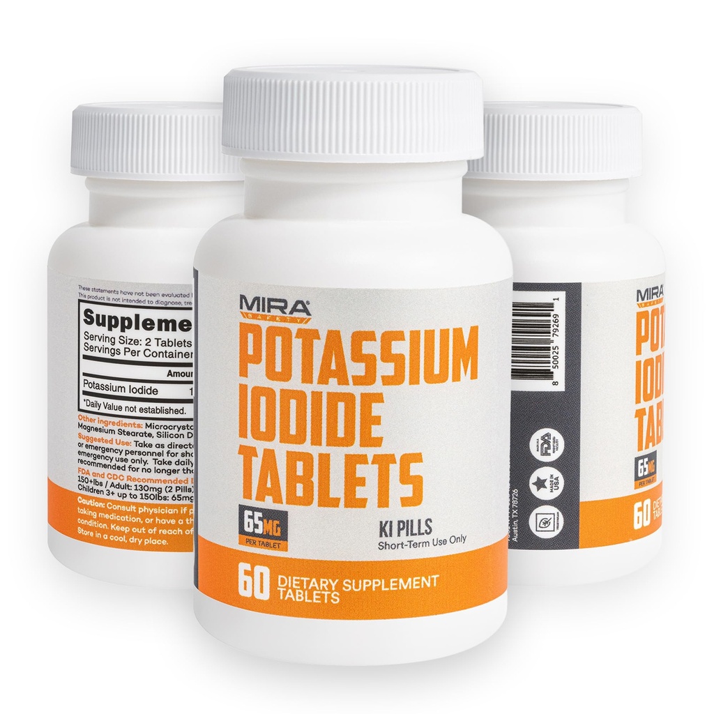 Potassium Iodide Tablets (60 Count) Emergency Radiation Pills